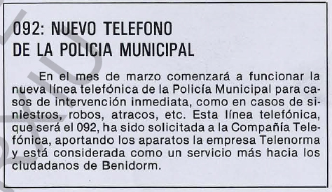 Nou telèfon 092 per a la policia municipal Nou telèfon 092 per a la policia municipal